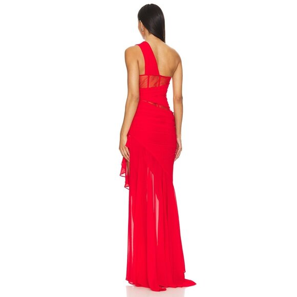 NBD Christian Gown in Red Medium New Womens Long Maxi one shoulder formal Dress - Picture 2 of 10